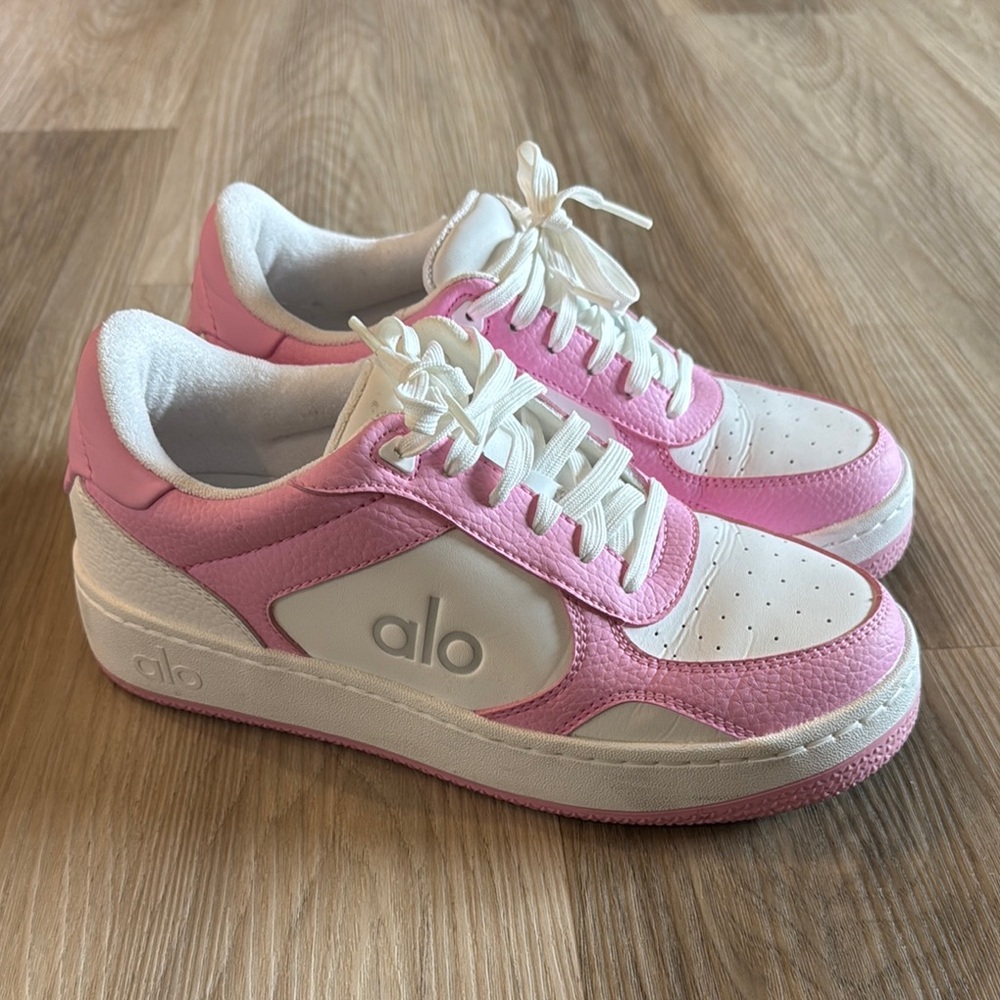 ALO Yoga Pink and White Low-Top Sneakers